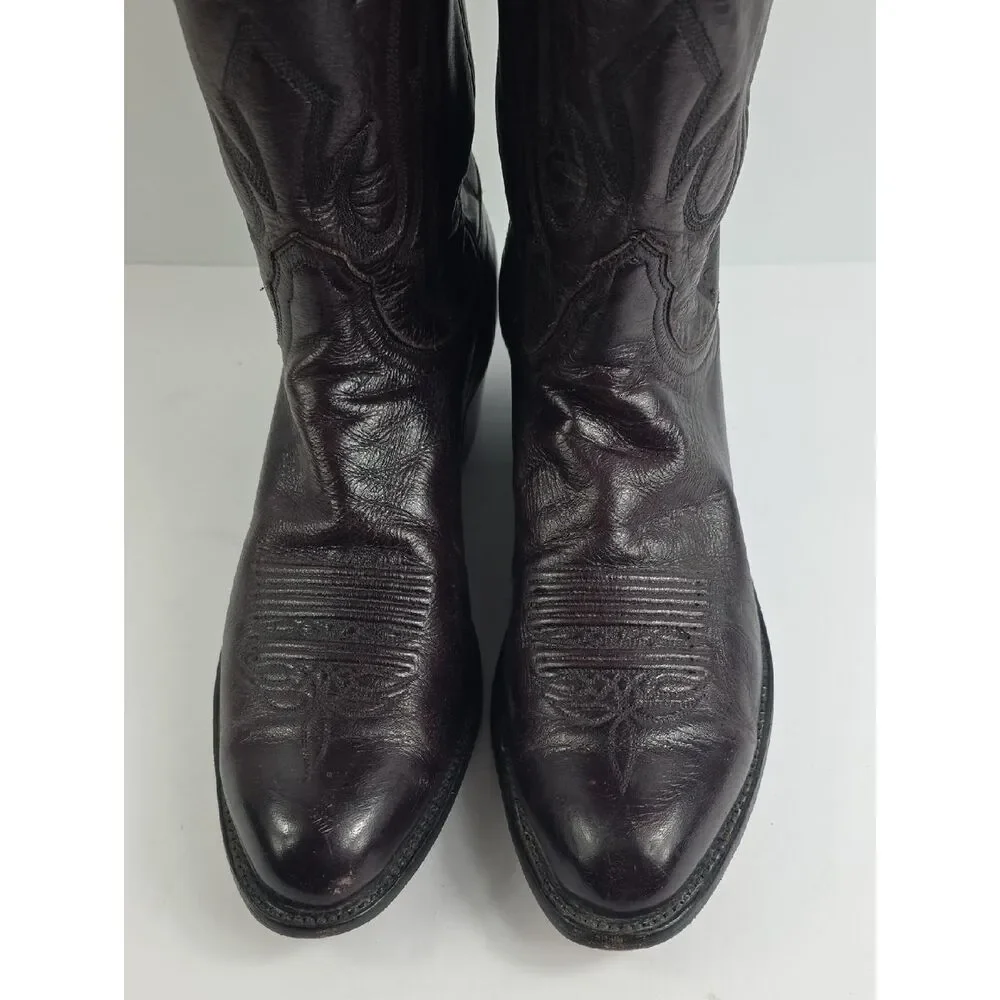 Lucchese 2000 Original Burgundy Leather Cowboy Men's Boots Size 11